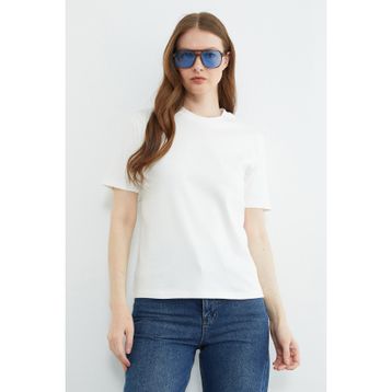 Fulla Moda 81040 Basic Bisiklet Yaka Salaş Kadın T-shirt