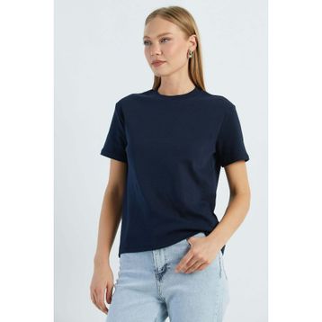 Fulla Moda 81040 Basic Bisiklet Yaka Salaş Kadın T-shirt