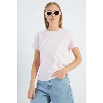 Fulla Moda 81040 Basic Bisiklet Yaka Salaş Kadın T-shirt