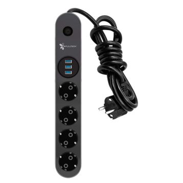 Fulltech 3xUSB Girişli 4'lü 2 mt 2500W Akım Korumalı Priz