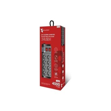 Fulltech FTR-08 3X USB 2 m 8'li Priz Uzatma Kablosu
