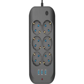 Fulltech FTR-11 6 Priz 3XUSB 2500W Termal Akım Korumalı Priz
