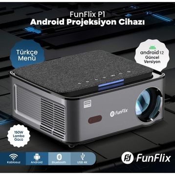 Funflix P1 300 ANSI Lümen Full HD Android Wi-Fi Smart Projeksiyon Cihazı