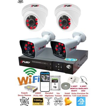 Fury 251412 4 Kameralı 5MP 3.6 mm Lens 2MP Görüntü 1TB 6 Atom Led Gece Görüşlü Full HD Güvenlik Kamerası