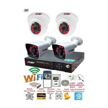 Fury 251412 4 Kameralı 5MP 3.6 mm Lens 2MP Görüntü 320GB 6 Atom LED Gece Görüşlü Full HD Güvenlik Kamerası