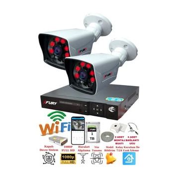 Fury 5525A 2 Kameralı 5MP Lensli 1080P 2MP Görüntü 6 Atom 1TB Gece Görüşlü Full HD Güvenlik Kamerası