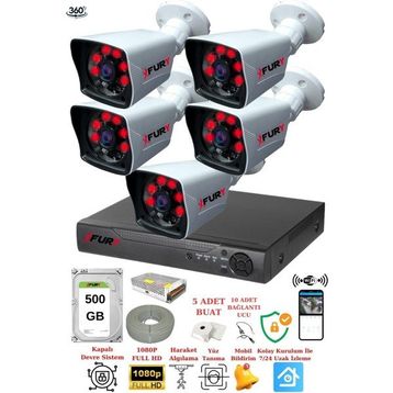Fury 5525A 5 Kameralı 5MP Lensli 1080P 2MP Görüntü 500GB 6 Atom Gece Görüşlü Full HD Güvenlik Kamerası