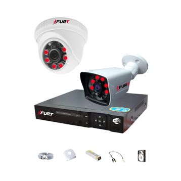 Fury 5525DI 2 Kameralı 5MP 3.6 mm Lens 2MP Görüntü 1TB 6 Atom Led Gece Görüşlü Full HD Güvenlik Kamerası