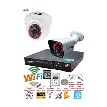 Fury 5525DI 2 Kameralı 5MP 3.6 mm Lens 2MP Görüntü 500GB 6 Atom Led Gece Görüşlü Full HD Güvenlik Kamerası
