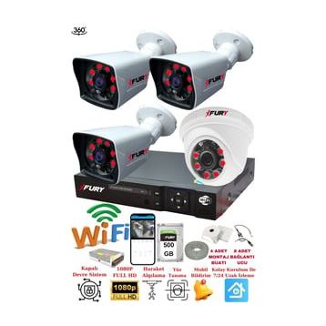 Fury 5525DI 4 Kameralı 5MP 3.6 mm Lens 2MP Görüntü 500GB 6 Atom LED Gece Görüşlü Full HD Güvenlik Kamerası