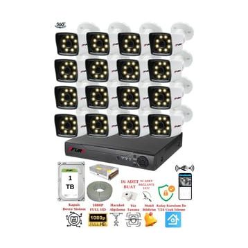 Fury 5525W 16 Kameralı 5MP Lens 1080P 2MP Color Görüntü 8 Warm Led 1TB Gece Görüş Full HD Güvenlik Kamera