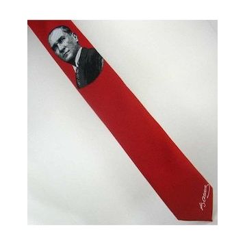 Gaffy AK-04 Atatürk Ve İmza Desenli Dokuma Kırmızı Kravat