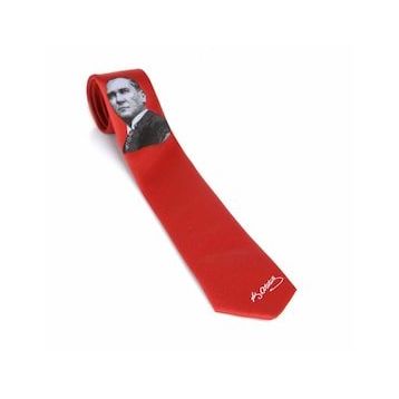 Gaffy AK-04 Atatürk Ve İmza Desenli Dokuma Kırmızı Kravat