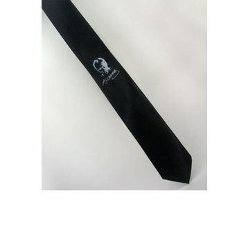 Gaffy AK-09 Atatürk Ve İmza Baskili Slim Fit Saten Siyah Kravat