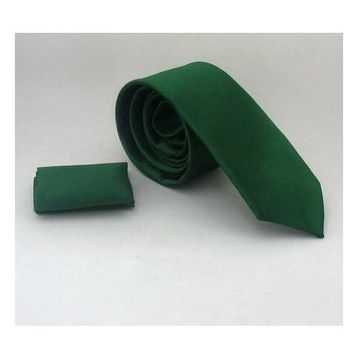 Gaffy SS-28 Zümrüt Yeşili Slim Fit Düz Renk Mendilli Saten Kravat