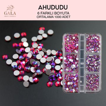 Gala Professional 6 Farklı Boyut Ahududu Crystal Taş Tırnak Süsleme
