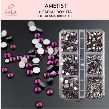 Gala Professional 6 Farklı Boyut Ametist Crystal Taş Tırnak Süsleme