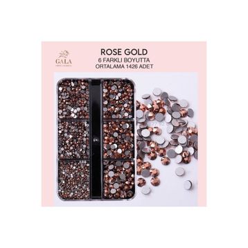 Gala Professional 6 Farklı Boyut Rose Gold Crystal Taş Tırnak Süsleme
