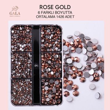 Gala Professional 6 Farklı Boyut Rose Gold Crystal Taş Tırnak Süsleme