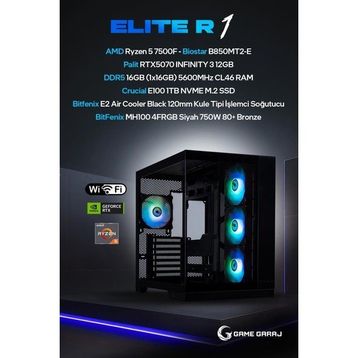 Game Garaj Elite R1 Ryzen 5 7500F 16 GB RAM 1 TB SSD RTX 5070 FreeDOS Oyun Bilgisayarı