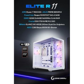 Game Garaj Elite R11 Ryzen 7 7800X3D 32 GB RAM 1 TB SSD RX 9070 XT FreeDOS Oyun Bilgisayarı