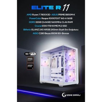 Game Garaj Elite R11 Ryzen 7 7800X3D 32 GB RAM 1 TB SSD RX 9070 XT FreeDOS Oyun Bilgisayarı
