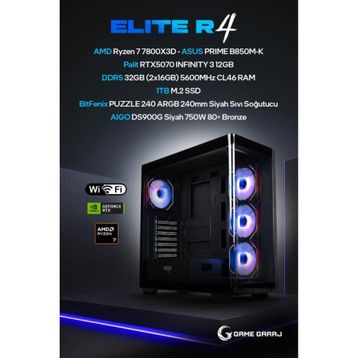 Game Garaj Elite R4 Ryzen 7 7800X3D 32 GB RAM 1 TB SSD RTX 5070 FreeDOS Oyun Bilgisayarı