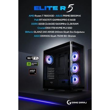 Game Garaj Elite R5 Ryzen 7 7800X3D 32 GB RAM 1 TB SSD RTX 5070 Ti FreeDOS Oyun Bilgisayarı