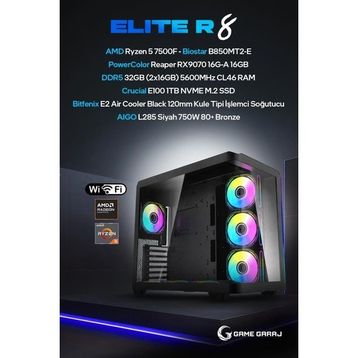 Game Garaj Elite R8 Ryzen 5 7500F 32 GB RAM 1 TB SSD RX 9070 FreeDOS Oyun Bilgisayarı