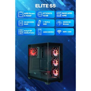 Game Garaj Elite S5 Ryzen 5 7500F 32 GB RAM 1 TB SSD RTX 5070 FreeDOS Oyun Bilgisayarı
