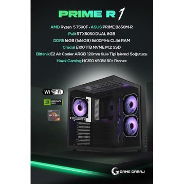 Game Garaj Prime R1 Ryzen 5 7500F 16 GB RAM 1 TB SSD RTX 5050 FreeDOS Oyun Bilgisayarı