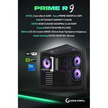 Game Garaj Prime R9 Ultra 5 225F 16 GB RAM 1 TB SSD RTX 5060 Ti FreeDOS Oyun Bilgisayarı