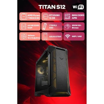 Game Garaj Titan S12 Ryzen 7 9800X3D 64 GB RAM 1 TB SSD RTX 5080 FreeDOS Oyun Bilgisayarı