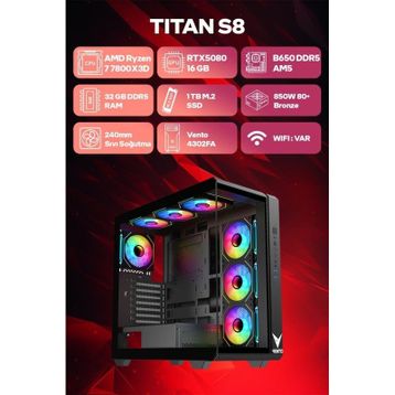 Game Garaj Titan S8 Ryzen 7 7800X3D 32 GB RAM 1 TB SSD RTX 5080 FreeDOS Oyun Bilgisayarı