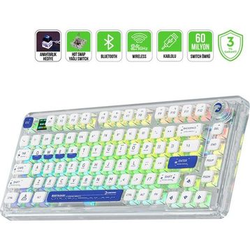 Gamepower Gasket Pro X RGB %75 TKL Kablolu/Kablosuz Mekanik Gaming Klavye