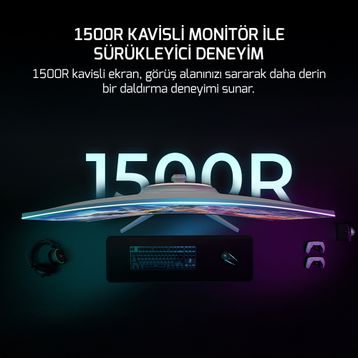 Gamepower Vivid V60 Beyaz 27 inç 240Hz 0.5ms VA Curved Oyuncu Monitörü