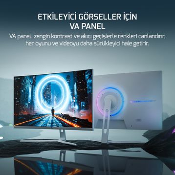 Gamepower Vivid V60 Beyaz 27 inç 240Hz 0.5ms VA Curved Oyuncu Monitörü
