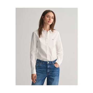 Gant 4300141.110 Beyaz Slim Fit Klasik Yaka Logolu Oxford Kadın Gömlek