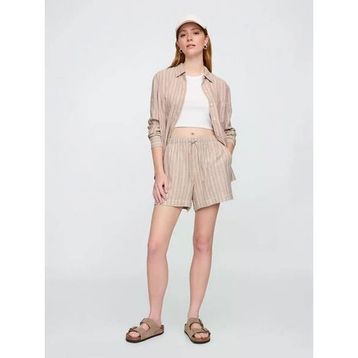 GAP 713422002 V-Linen 4 In Easy Po Stripe Kadın Şort