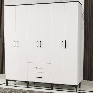 Garaj Home Beyaz 6 Kapaklı 2 Çekmeceli Dolap