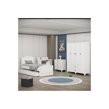 Garaj Home Beyaz Yaren 4 Kapaklı Genç Odası Takımı