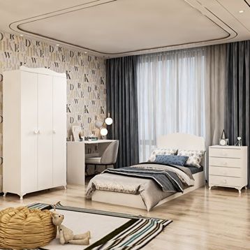 Garaj Home Beyaz Yıldız 3 Kapaklı Genç Odası Takımı