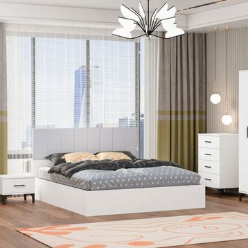 Garaj Home Doğa 160x200 cm Beyaz Çift Kişilik Karyola