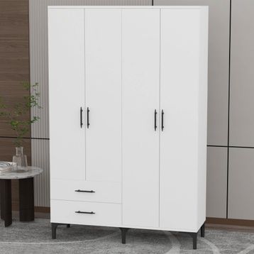 Garaj Home Vera 4 Kapaklı 2 Çekmeceli Beyaz Dolap