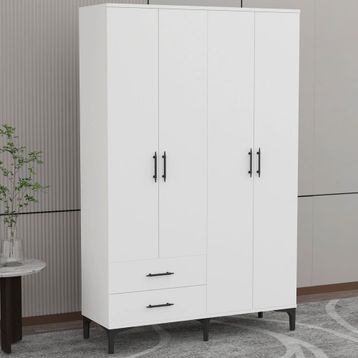 Garaj Home Vera 4 Kapaklı 2 Çekmeceli Beyaz Dolap