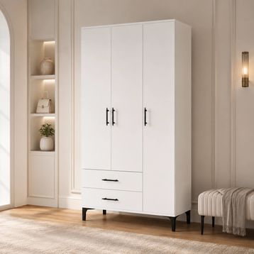 Garaj Home Vera Beyaz 3 Kapaklı 2 Çekmeceli Dolap