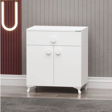 Garaj Home Yıldız 2 Kapaklı Beyaz Dolap ve Kapaklı Şifonyer