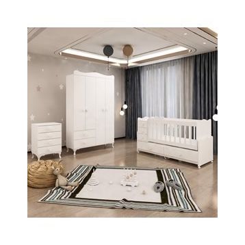 GarajHome Melina Yıldız 4 Kapaklı Beyaz Bebek Odası Takımı