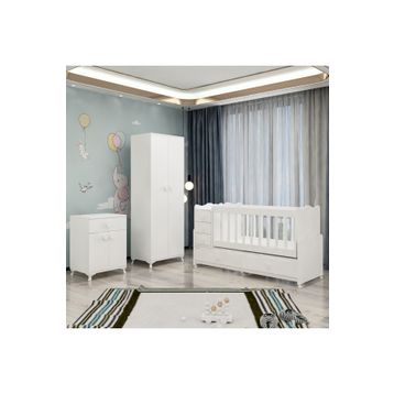GarajHome Melina Yıldız Beyaz 2 Kapaklı Bebek Odası Takımı