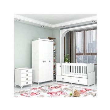 GarajHome Pırlanta Yıldız Gri 3 Kapaklı Bebek Odası Takımı